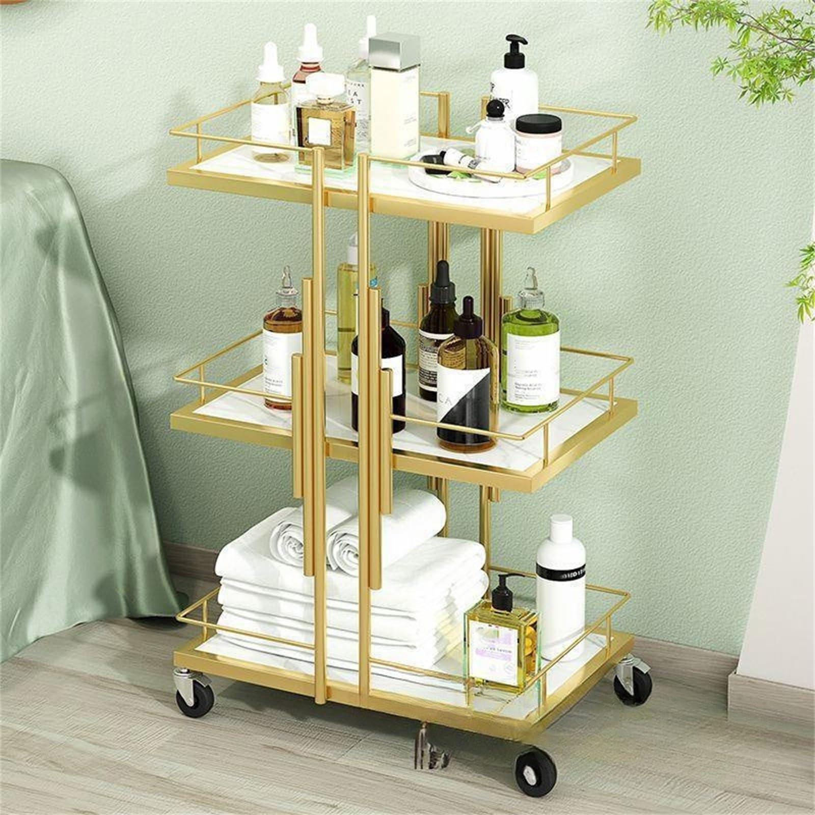 FOGVG FOGVG Beauty Salon Storage Trolley Cart with Wheels Salon Tray Cart Salon Rolling Trolley Hair Styling Salon Trolley Cart Rolling Storage Organizer Utility Cart for Barber Beauty SPA,04