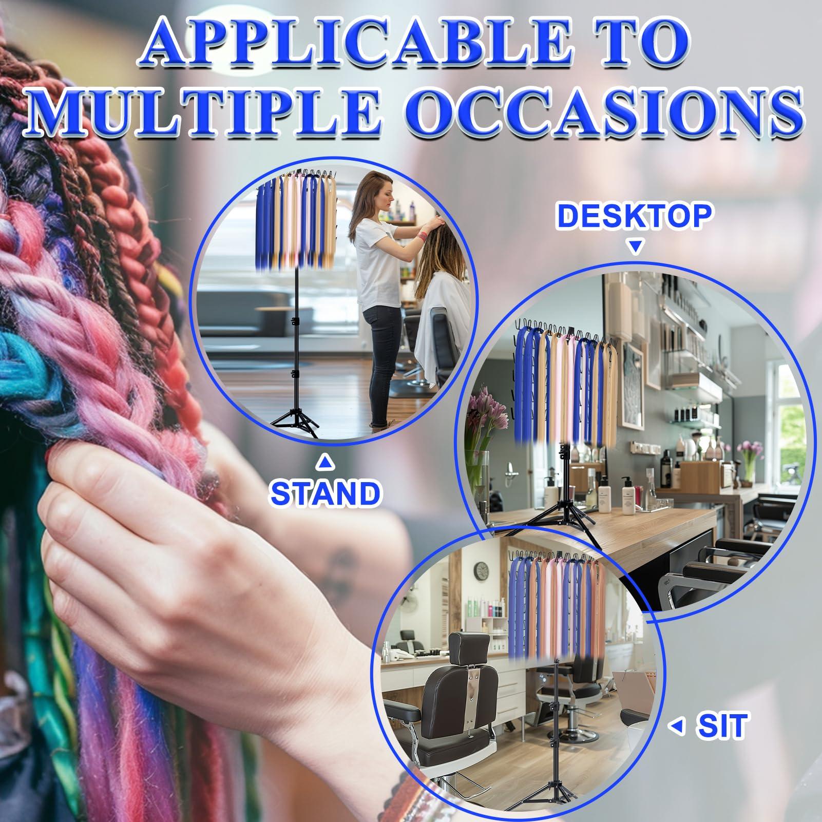 MIVERYEA Braiding Hair Rack Standing with 120 Pegs, Height Adjustable 2-Side Hair Divider for Braiding Hair Separator Stand Metal (Black)