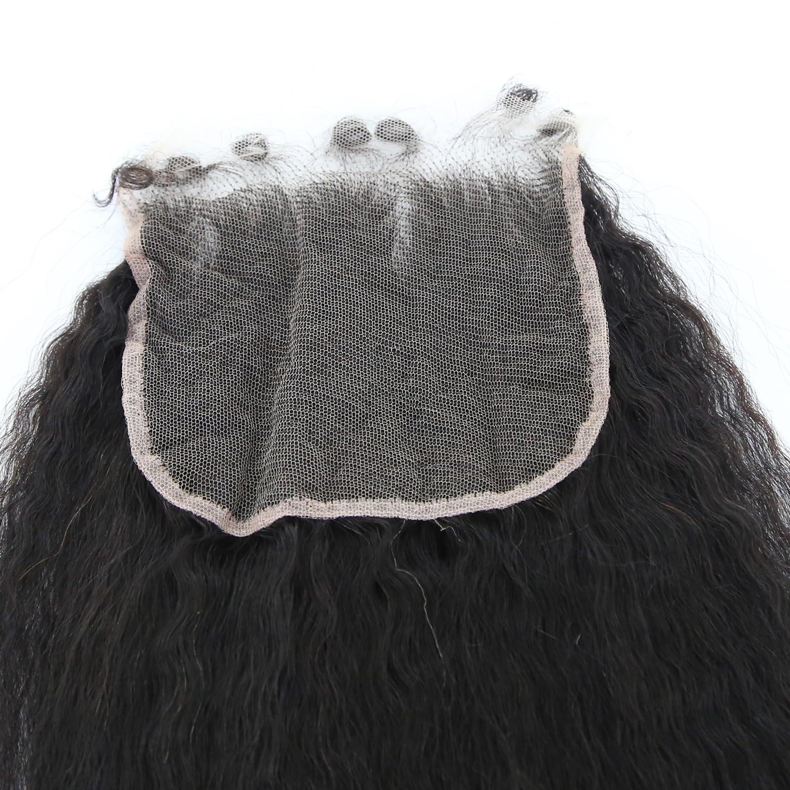 zigzag hair ZigZag Hair Kinky Straight 5x5 HD Lace Closure Pre Plucked 4C Kinky Edges Hairline Yaki Straight Closure HD Lace with Curly Baby Hair Human Hair Swiss Lace Closure (14 Inch, Kinky Straight)