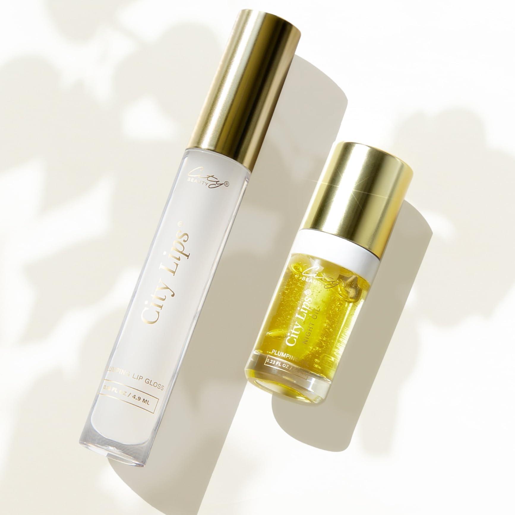 City Beauty City Beauty Day & Night Lip Plumping Duo - City Lips Clear 0.16 fl oz + City Lips Night Oil 0.23 fl oz, Advanced Hydration & Anti-Aging Formula: Fuller, Smoother, Younger-Looking Lips