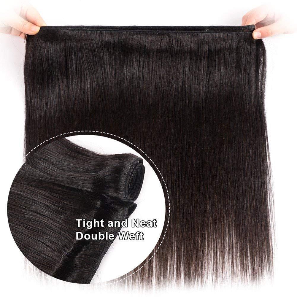 Rebasar Straight Human Hair 3 Bundles 12 14 16 inches Brazilian Virgin 100% Unprocessed Straight Hair Weave Bundles Human Hair Natural Black Color Hair Extensions