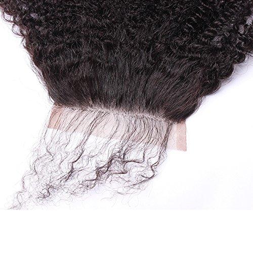 beauty youth Afro Kinky Curly Lace Closure Human Hair 4"x4"Size Free Part Top Full Frontal Closure Piece with Baby Hair Remy Hair Extension 10"inch