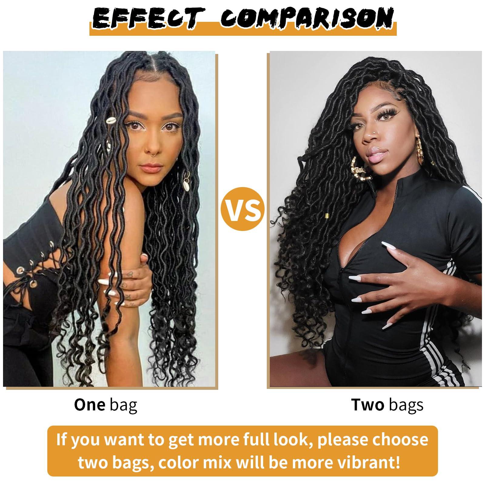 Cohariss Short Faux Locs Crochet Hair Pre Looped 12 Inch 6 Packs Goddess Locs Crochet Hair Soft Faux Locs with Curly Ends(12 Inch,6 Packs,1B)