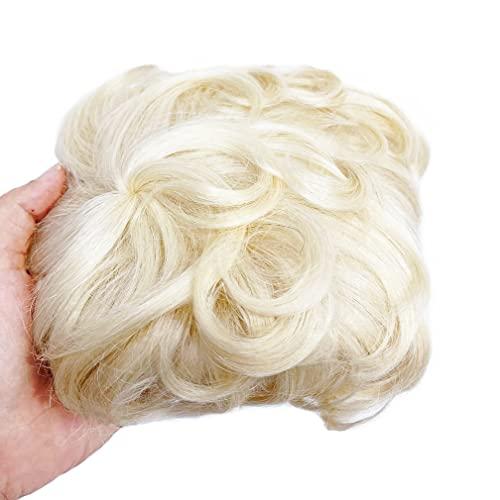 ICRAB ICRAB 6" Natural Fluffy 613# Blonde Human Hair Topper Short Curly Topper Hair Pieces Toupee Clip in Topper Human Hair Wig Topper Wavy Hair Topper Wiglets Hairpieces for Women with Thinning Hair