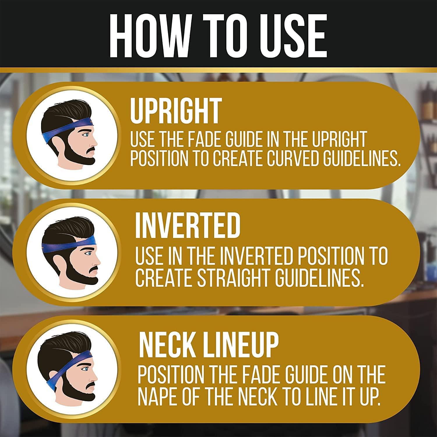 Fade Guide Fade Guide and Neckline Shaving Template | Curved Silicone Band | Great for Creating Skin Fade Guidelines for DIY Haircuts | Fade Haircut Guide for Hair Clippers