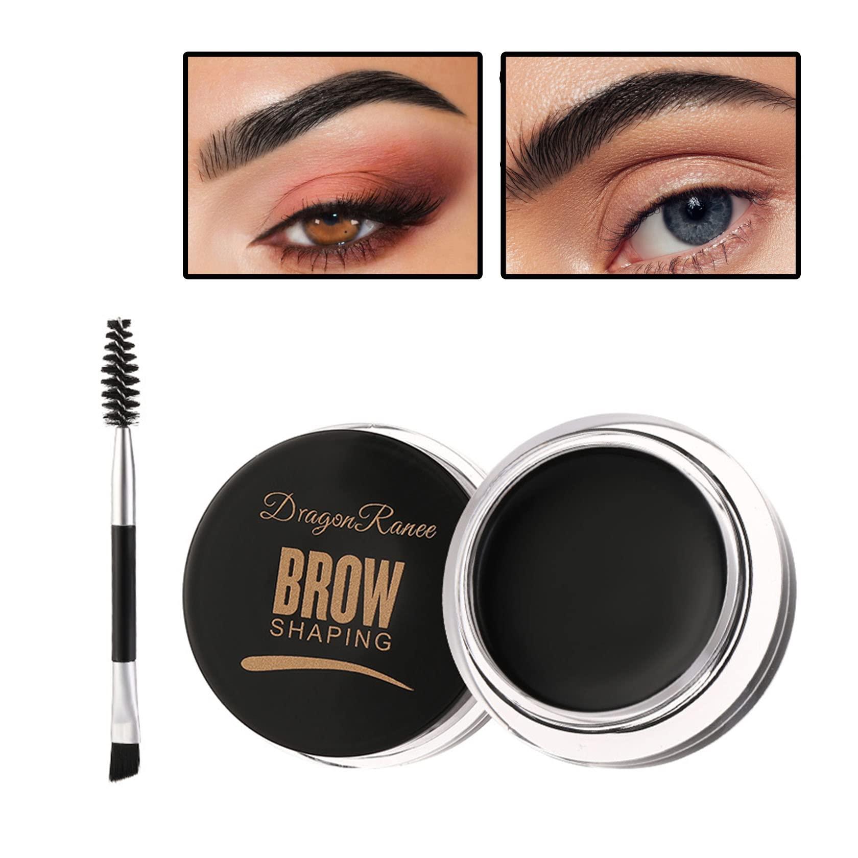 IONSGAKO Eyebrow Pomade Brow Gel Pomade,Long Lasting Waterproof and Enhancers Eyebrow Soft Smooth,Eyebrow Makeup Gel with Eyebrow Brush for Girls and Women-Black