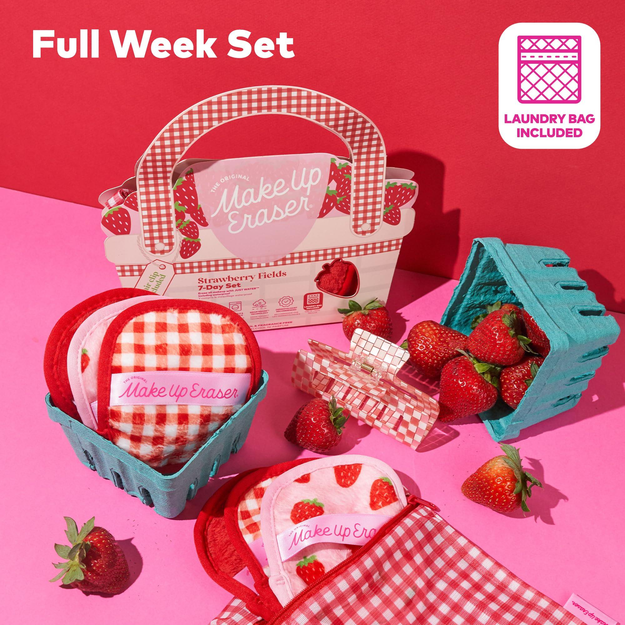 Makeup Eraser The Original Makeup Eraser, 7-Day Set, Erase All Makeup with Just Water, Including Waterproof Mascara, Eyeliner, Foundation, Lipstick, Sunscreen, and More! Strawberry Fields, 7ct.