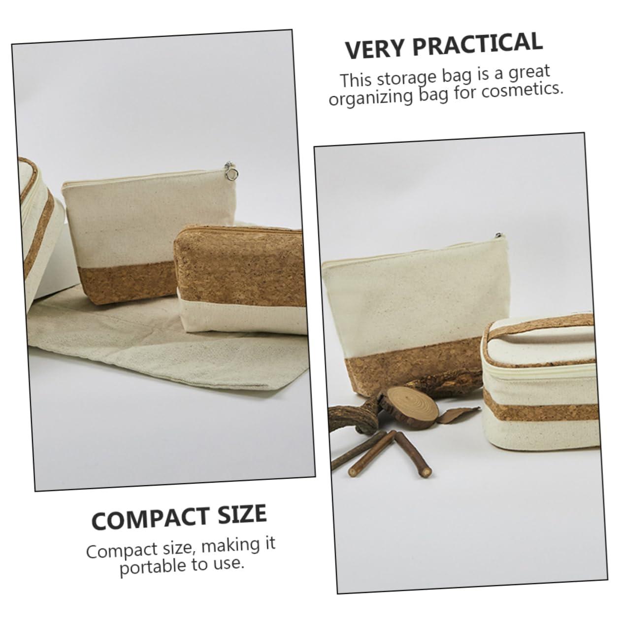 minkissy minkissy Convenient Travel Makeup Bag Cotton Toiletry Bag Wood Grain Wash Bag Portable Girl Cosmetics Storage Bag Safe Accessory Storage