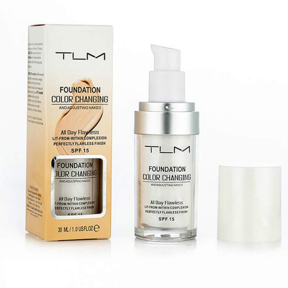 ELAIMEI 30ml TLM Flawless Color Changing Liquid Foundation Makeup Change To Your Skin Tone By Just Blending