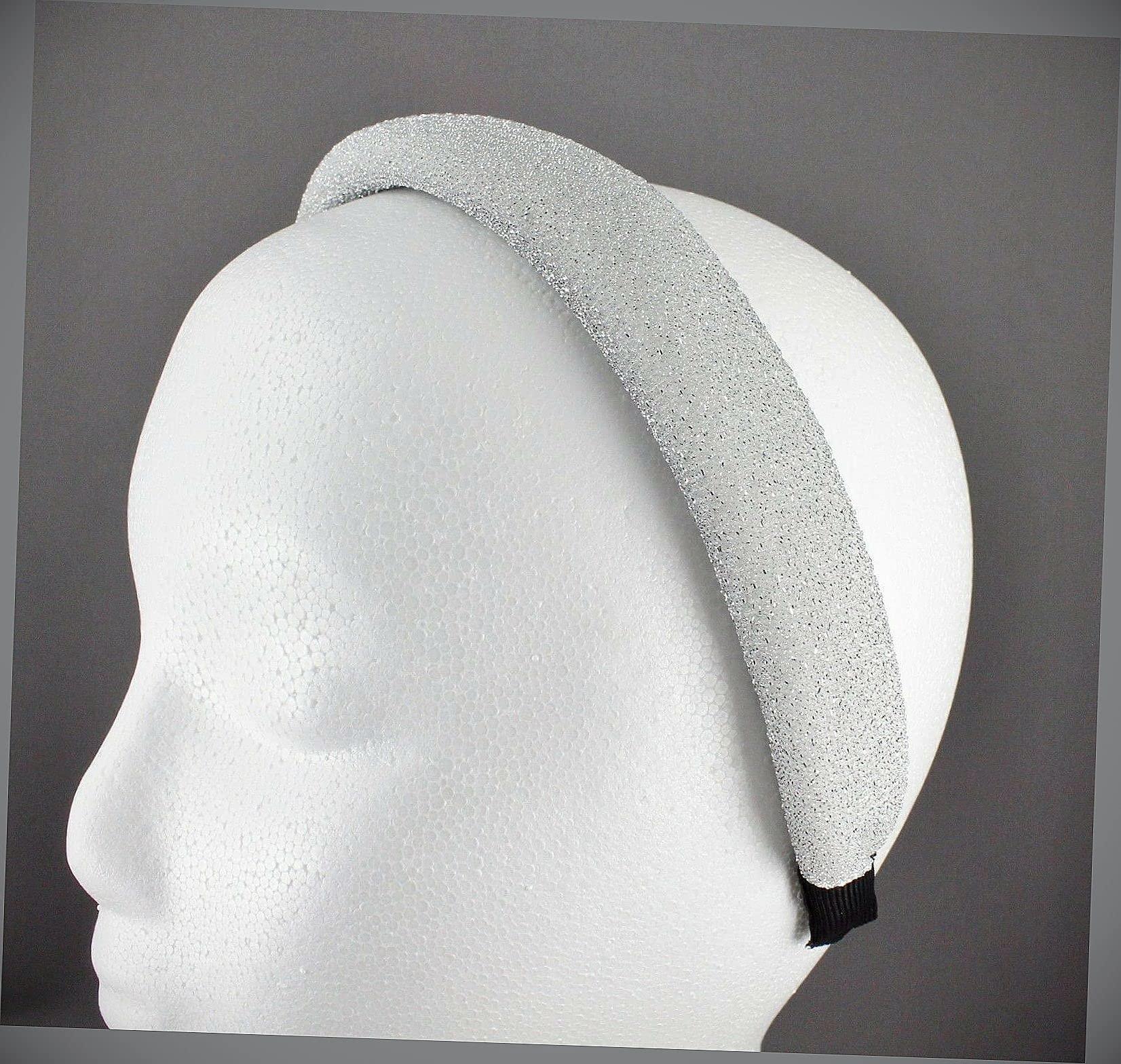 Wholesale Fashion HairClip Silver Padded Headband Sparkly Fabric Foam Sponge Hair Band Crown Blogger Style Fashion hair Accessories for Women