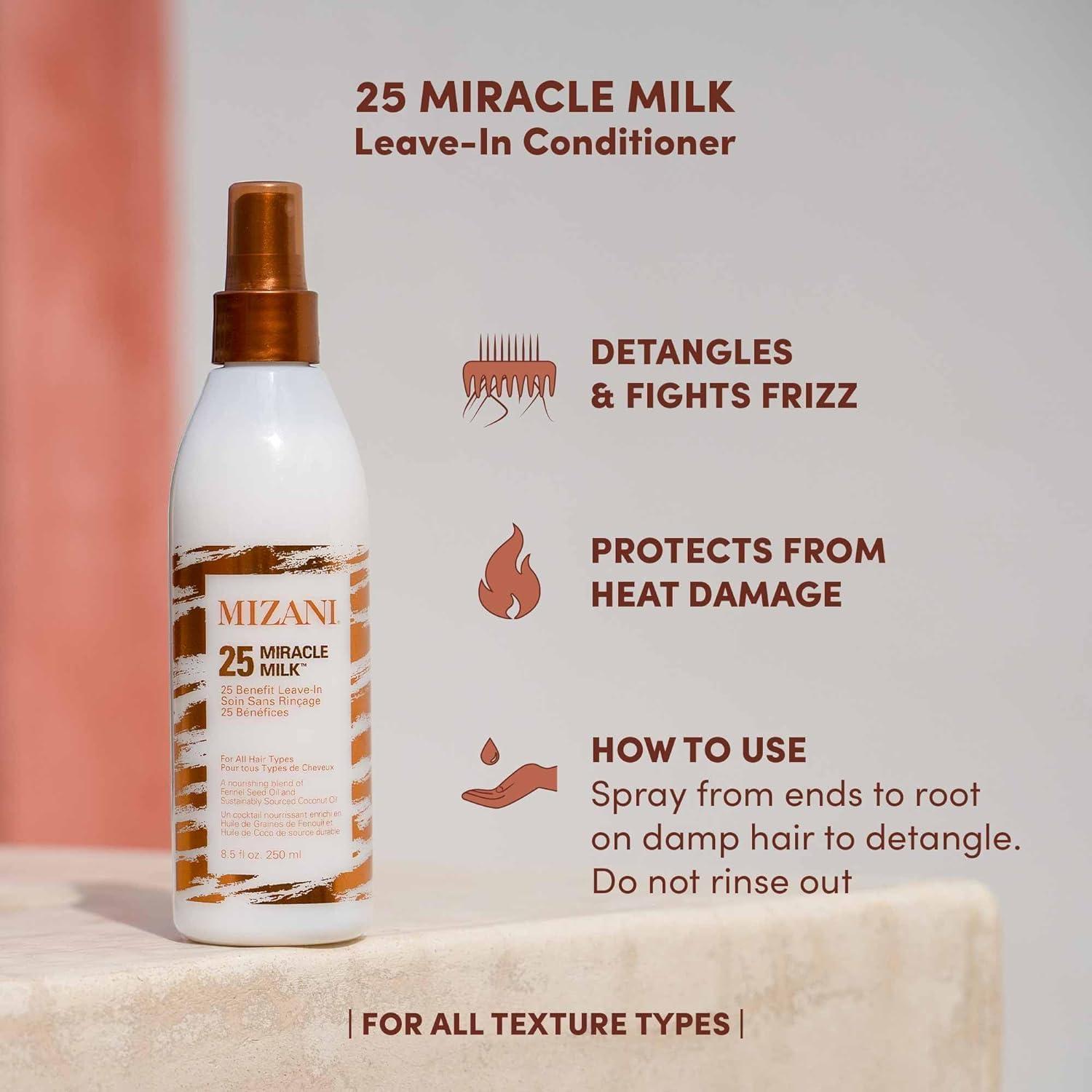 MIZANI Mizani 25 Miracle Milk Leave-In Conditioner | Moisturizing Detangler Spray | for Frizzy & Curly Hair | 3.4 Fl Oz