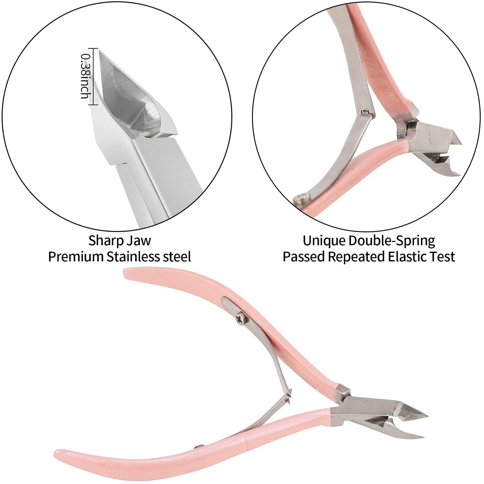 YINYIN Cuticle Trimmer with Cuticle Pusher and Cutter-YINYIN Cuticle Cutter Cuticle Nipper Professional Stainless Steel Cuticle Clippers Durable Pedicure Manicure Tools for Fingernails and Toenails (Pink)