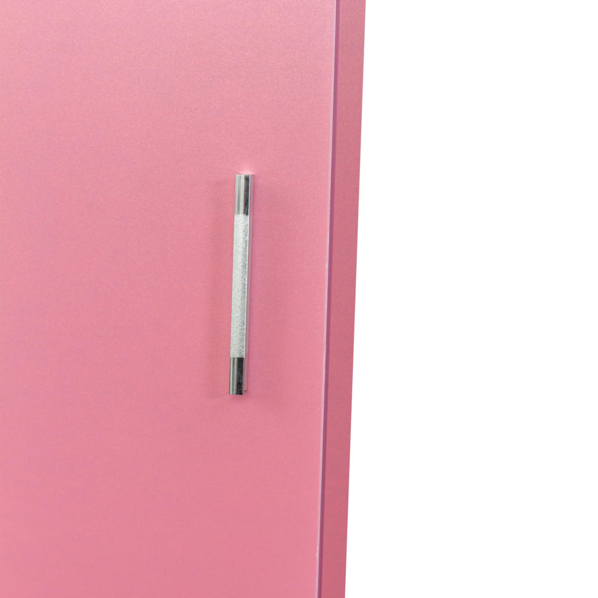 SSLine SSLine Modern Salon Station for Hair Stylist Wall Mounted Styling Station Wooden Beauty Salon Spa Locking Storage Cabinet Table with Drawer,Cupboard and Tool Inserts (Pink, 17.72" Dx15.75 Wx71.26 H)