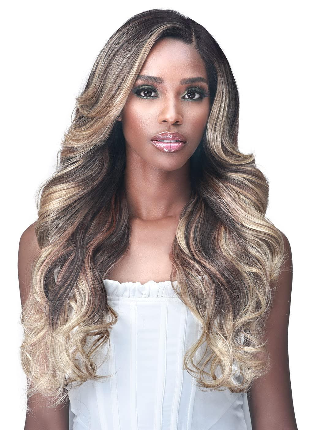 BOBBI BOSS BOBBI BOSS Synthetic Hair 13x4 Deep HD Lace Wig - MLF254 JAEL, Long Curly Hair Wigs with Natural Baby Hair, Safe High Heat Styling (2, Dark Brown)