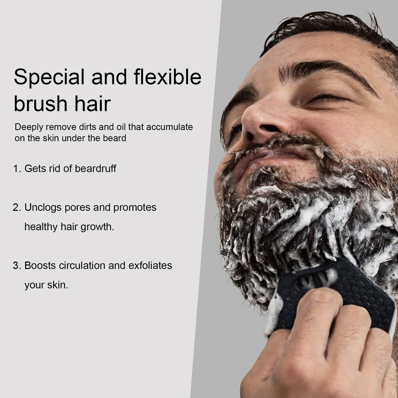 Diydeg Silicone Beard Scrubber for Men, Facial Hair Exfoliator & Brush, Deep Cleans, Unclogs Pores, Promotes & Removes Beardruff, Face Scrubber Exfoliator Face Brush (Black)