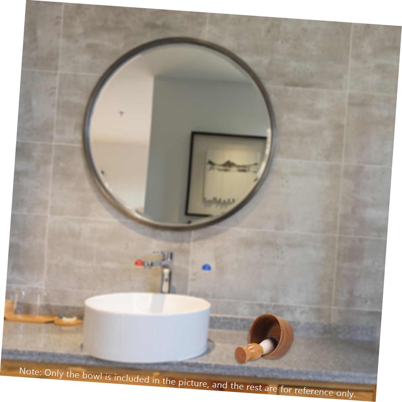 NOLITOY NOLITOY Wooden Shaving Bowl for Men Creative Light Brown Shaving Soap Bowl for Home Bathroom Use Ideal for Lathering Shaving Cream and Soap