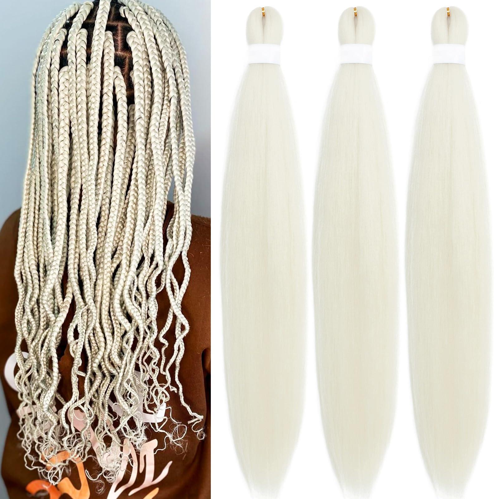 UPerfe Blonde 613 Braiding Hair Pre Stretched Knotless Prestretched Braiding Hair 30 inch Colored Hair Extensions for Braiding Pre Stretched Micro Braids Itch Free Yaki Long Braiding Hair Blonde