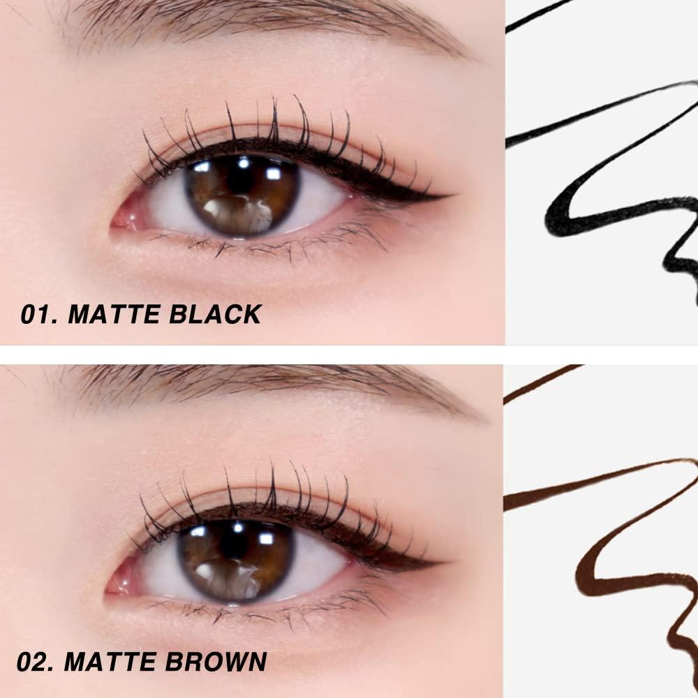 BBI@ BBIA BBIA Never Die Brush Eyeliner (02 MATTE BROWN) + Never Die Mascara (02 POWER BROWN) Bundle Set/Waterproof, No Smudging, Long-lasting, Korea Eye Makeup