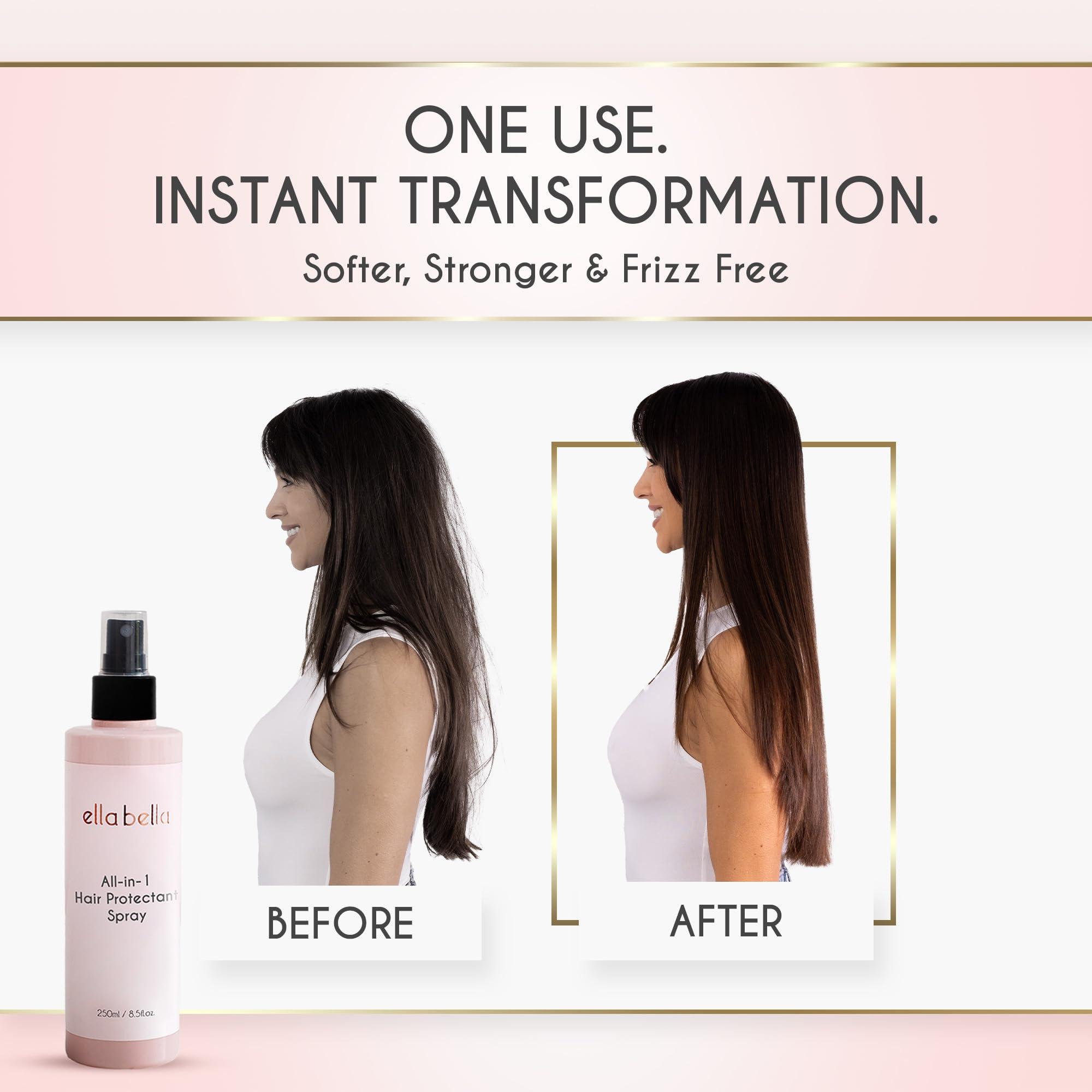 ELLA BELLA ELLA BELLA All-in-1 Heat Protectant Spray for Hair Repair, Protect, and Nourish with UV Shield Cruelty-Free Formula with Argan Oil, Jojoba, and Keratin Professional Hair Heat Protection Spray