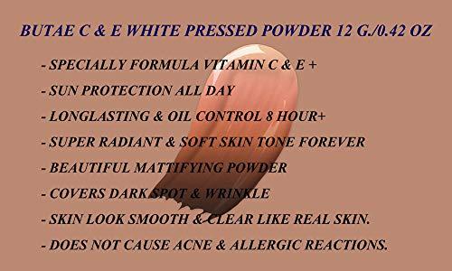 BUTAE C & E White Oil Control Face Pressed Powder Foundation Compact, Covers Dark Spot & Wrinkle, Long Lasting, Natural Radiant Glowing Perfect Skin, Clean Matte Makeup No.1 Soft Beige 12 G./0.42 OZ