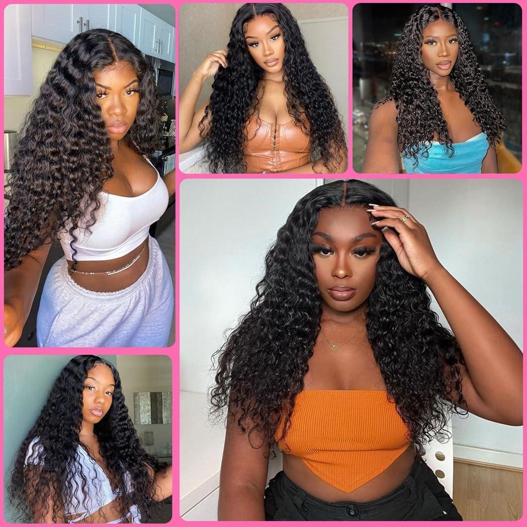 Odir Odir 13x4 Lace Frontal Deep Wave Human Hair 180% Density Unprocessed 9A Deep Curly Virgin Hair 13x4 Ear to Ear Lace Closure Frontal with Baby Hair Natural Color 10 Inch