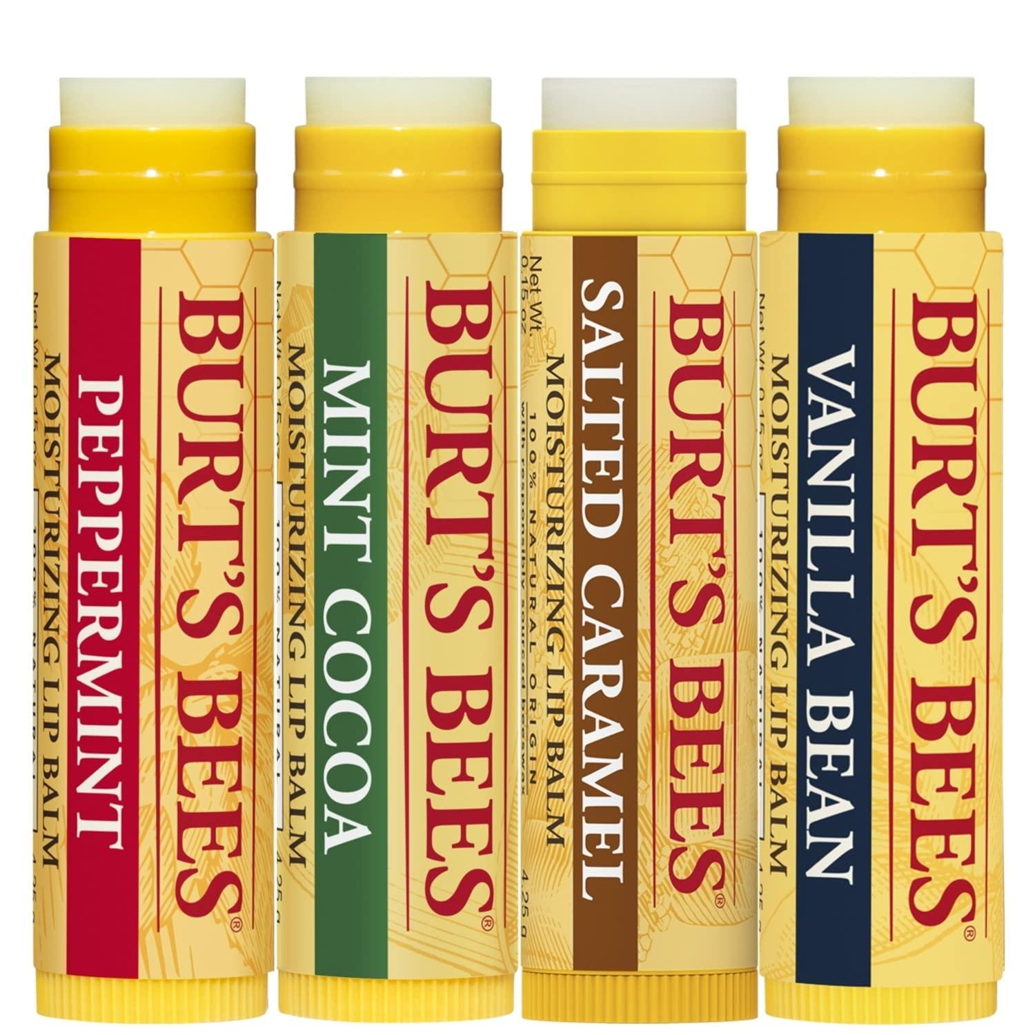 Burts Bees Burts Bees Burts Bees Bliste Kit Limited Edition Unisex 2021 - Lip Balm Pepermint, Mint Cocoa, Salted Caramel, Vanilla Bean SADHB70 4 Piece Set