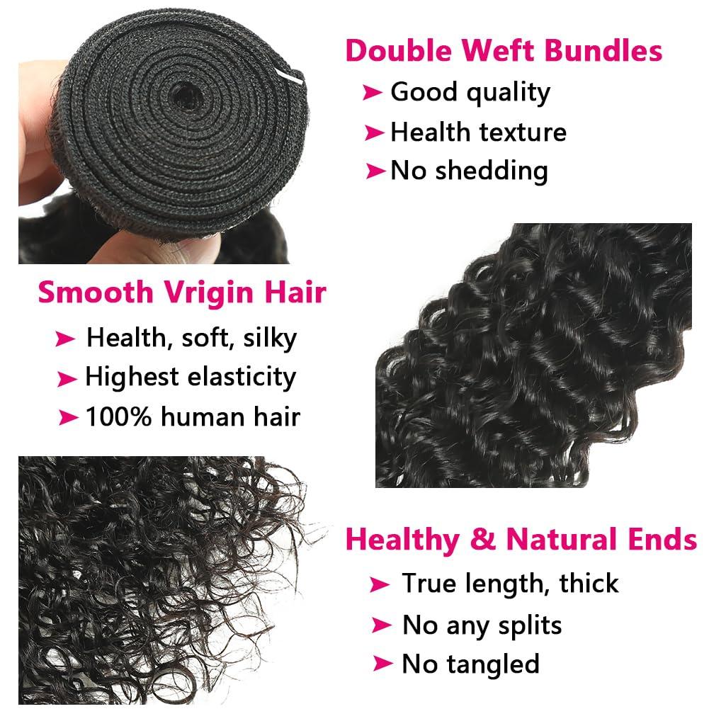 LUCASHA Human Hair Bundles Water Wave 3 Bundles Human Hair Brazilian Unprocessed 10A Virgin Hair Weave Bundles Human Hair Natural Color