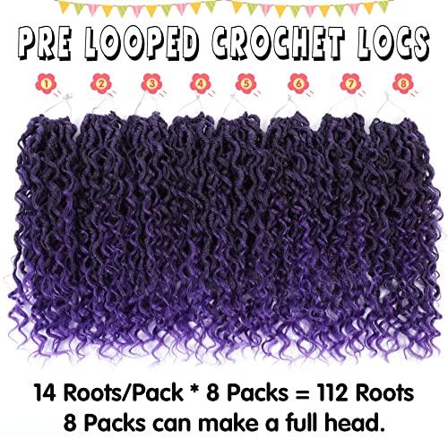 Fulcrum Fulcrum Goddess Locs Crochet Hair 12 Inch, 8 Packs New Faux Locs Crochet Hair for Black Women, Crochet locs with Curly Ends (12Inch (Pack of 8), 1B/Purple#)