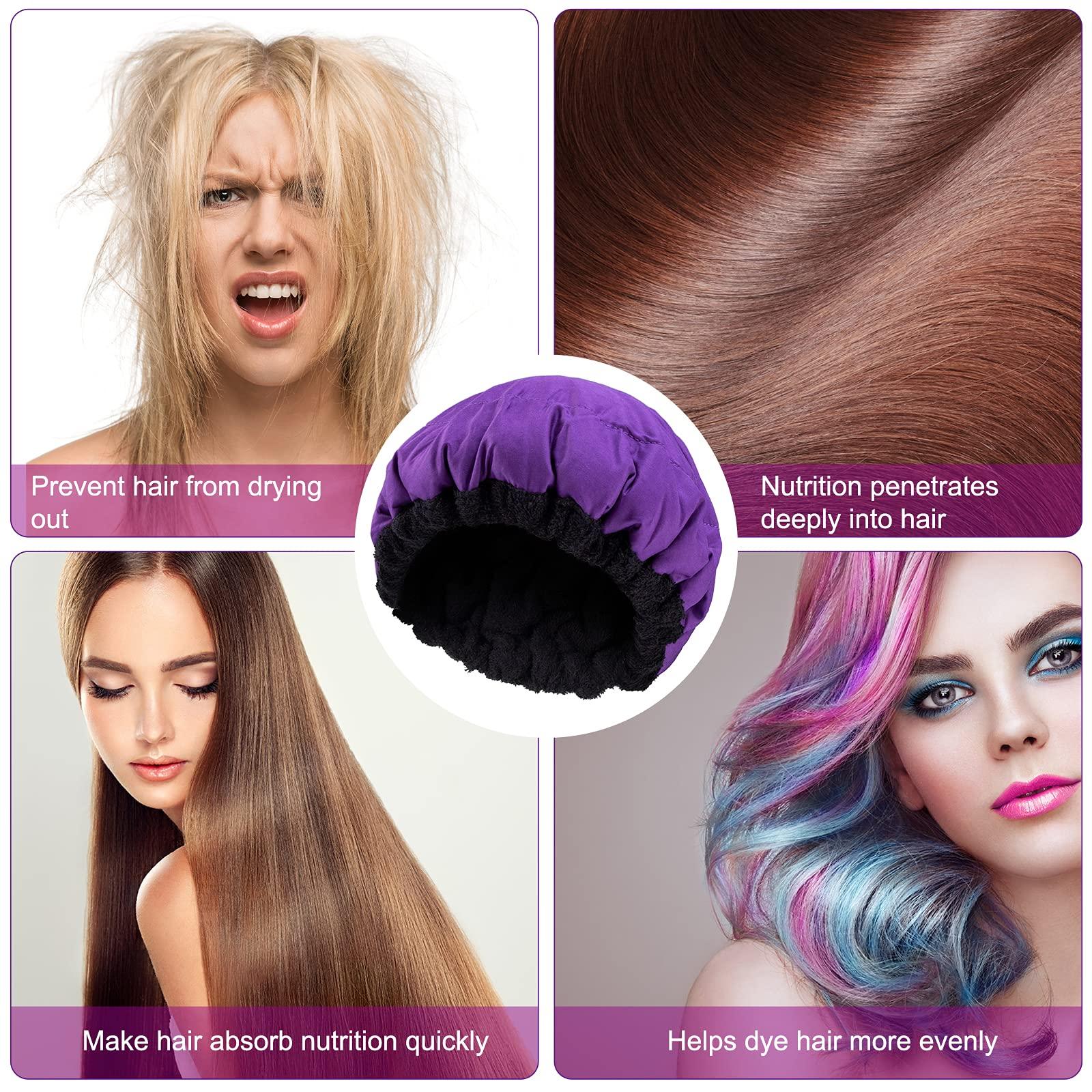 Debecty Deep Conditioning Microwavable Heat Cap for Steaming Hair Styling and Treatment, Haircare Therapy (Purple)