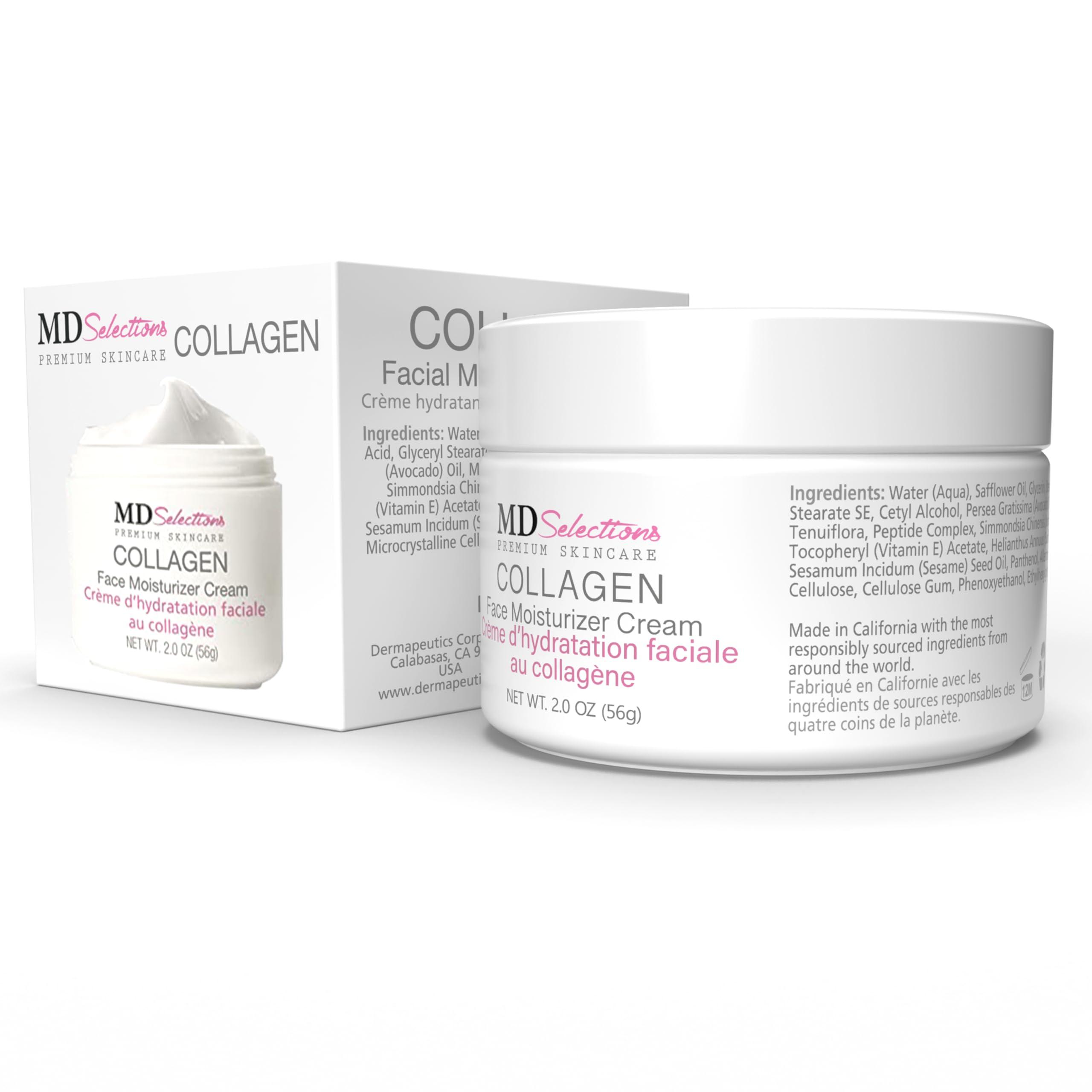 MD Selections MD Selections Collagen Facial Cream, Face Moisturizer Cream for Dry Skin Vegan Anti Aging Crme d' hydratation faciale au collagne, Collagen Face Cream, 2 fl oz
