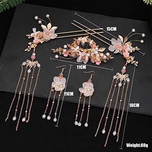 CHXIHome Tassel Handmade Flower Fashion Long Hair Comb Hanfu Hair Stick, Tiara Headpiece Women Hair Accessories Flower Crystal Pearl Hair Pins
