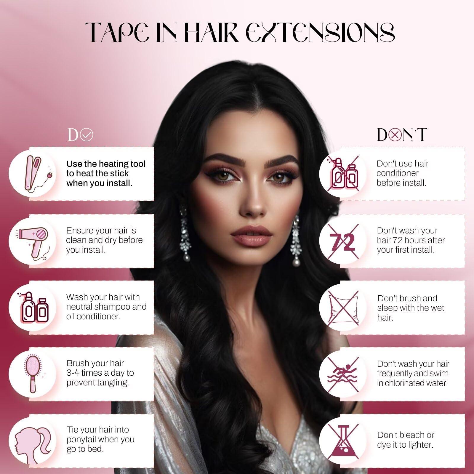 Vivien Vivien Tape in Hair Extensions Human Hair 24 Inch Invisible Real Human Hair Tape in Extensions Jet Black Tape in Extensions Reamy Hair Black Long Straight Human Hair 20pcs 50G