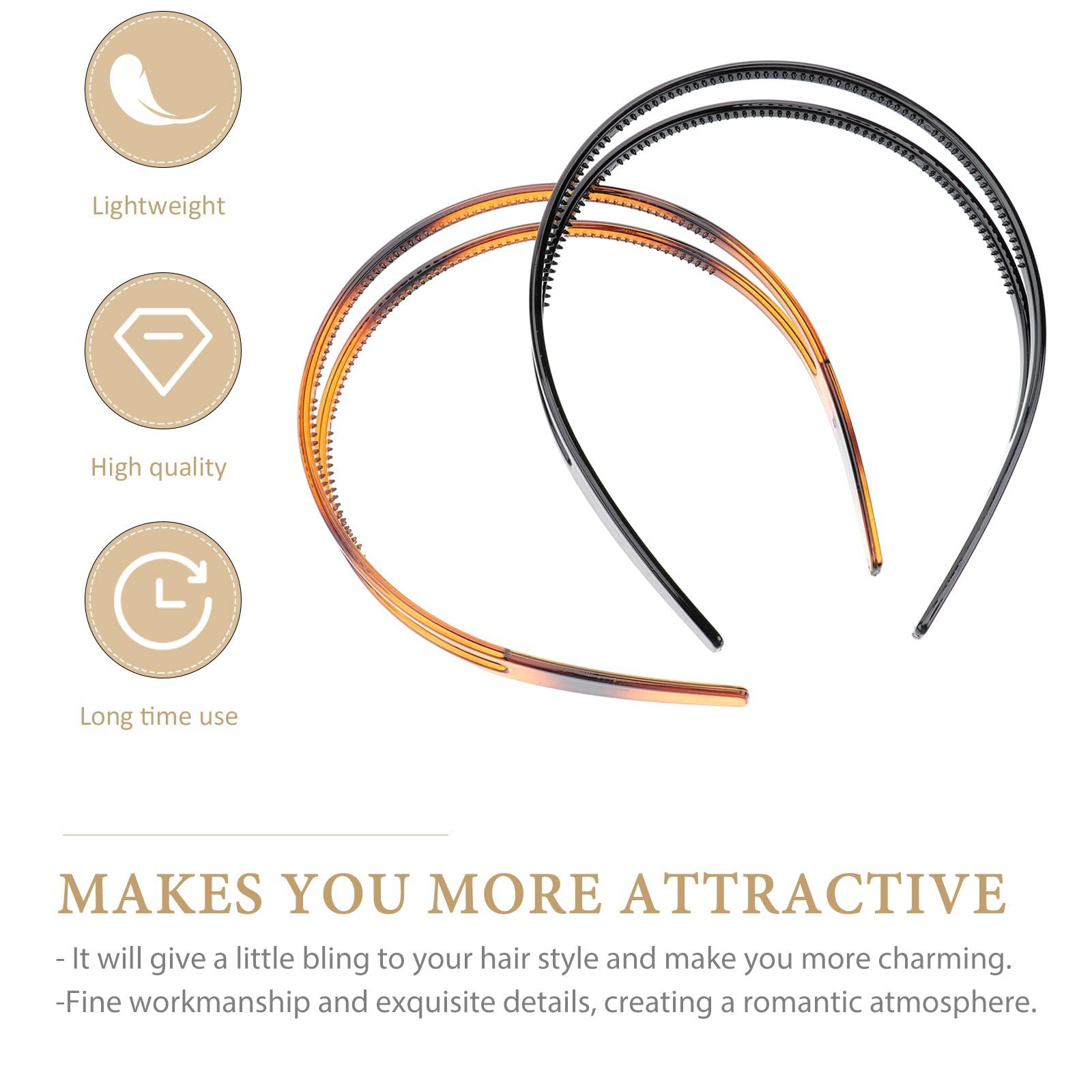 minkissy minkissy 2pcs Toothed Headbands Plastic Hair Band Anti-slip Hair Hoop Daily Headpiece for Women Girls