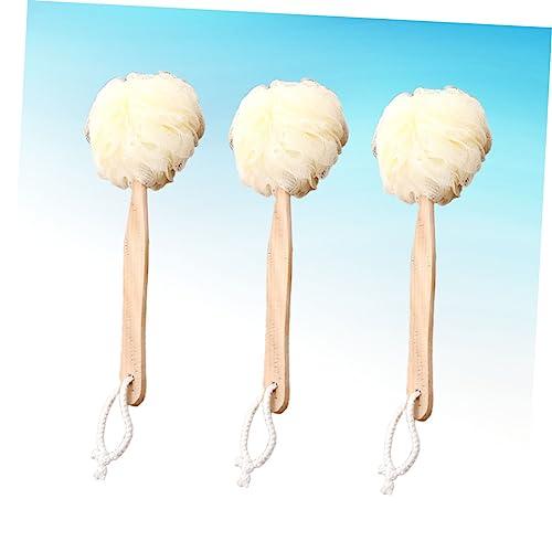 IWOWHERO 3pcs Bath Scrubber Sponge Long Handle Brushes Shower Puff Exfoliating Loufa Mesh Pouf Shower IWOWHERO