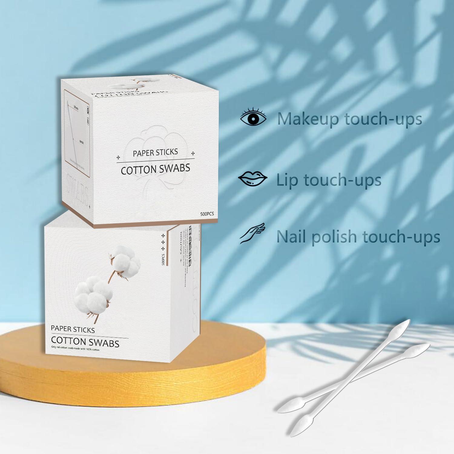 SUIZWMOU Pointed Tip Cotton Swabs,2000 count Cotton Buds,Double Precision Tips with Paper Stick for Personal Care and Makeup