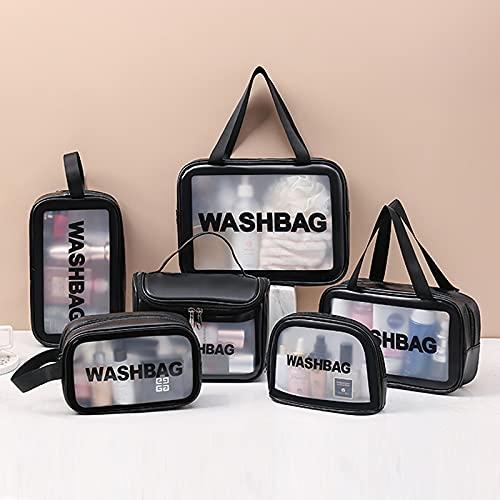 HICOPOWER HICOPOWER PVC Travel Wash Bag,Translucent Hanging Toiletry Bag,High-Capacity Makeup Bag for Women Men (Black, L)