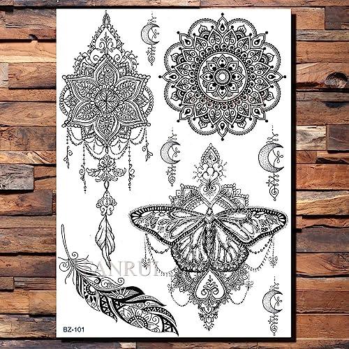 Generic Ganesha Elephant Black Henna Temporary Tattoo Sticker Mehndi Hamsa Hand Tatoo Waterproof Body Art Arm Tattoo Diy