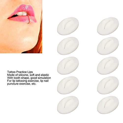 Diydeg Fake Lips, 10PCS Silicone Soft Flexible 3D Open Mouth Easy to Apply Colour Practice Lips Highly Reproducible Portable Silicone Lips Model for Makeup Practice (Semi Transparent