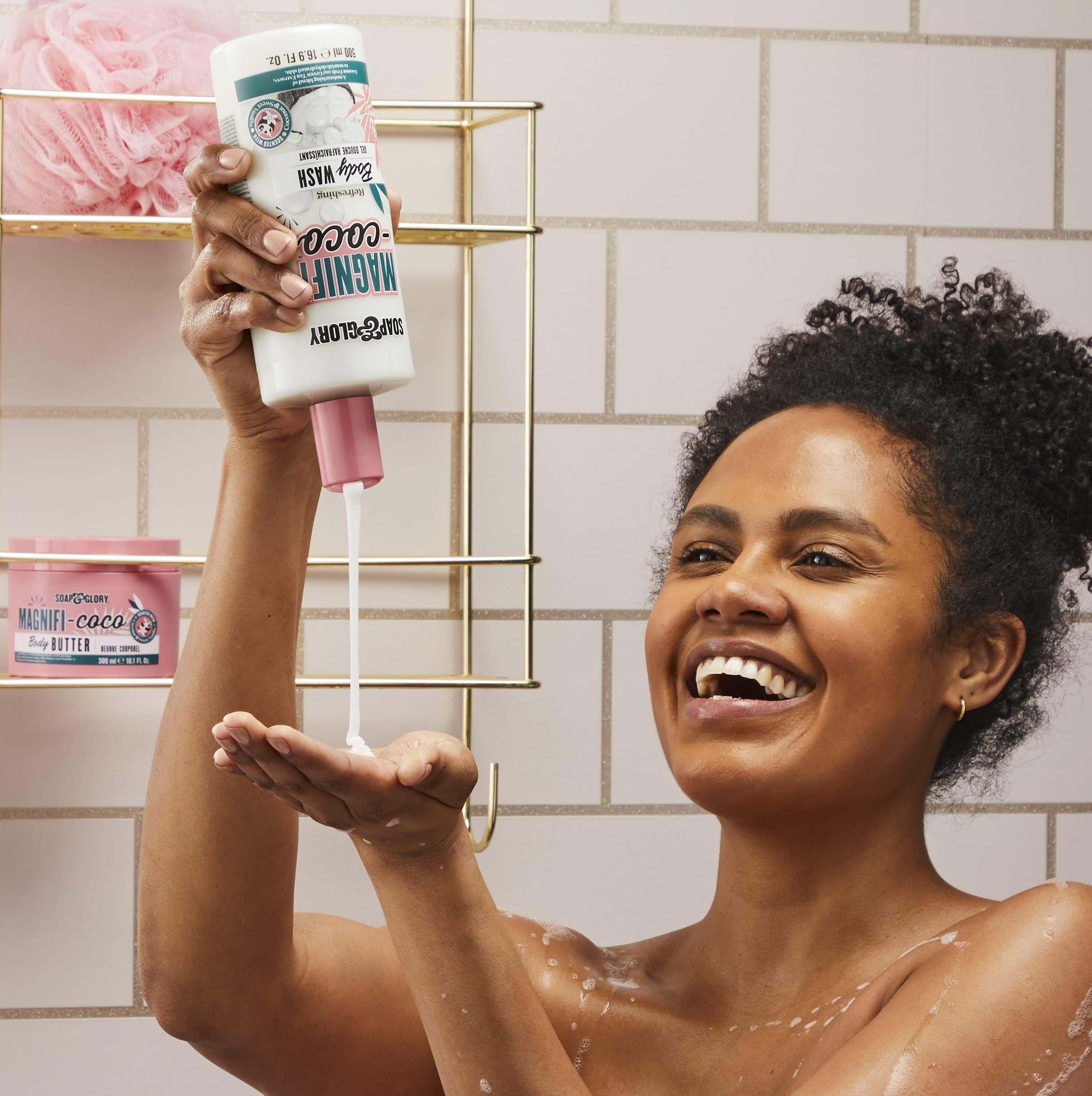 Soap & Glory Soap & Glory Magnifi-Coco Clean-A-Colada Coconut Hydrating Shower Gel - Moisturizing Body Wash for Dehydrated Skin - Formulated with Green Tea Extract & Coconut Fruit (500ml)