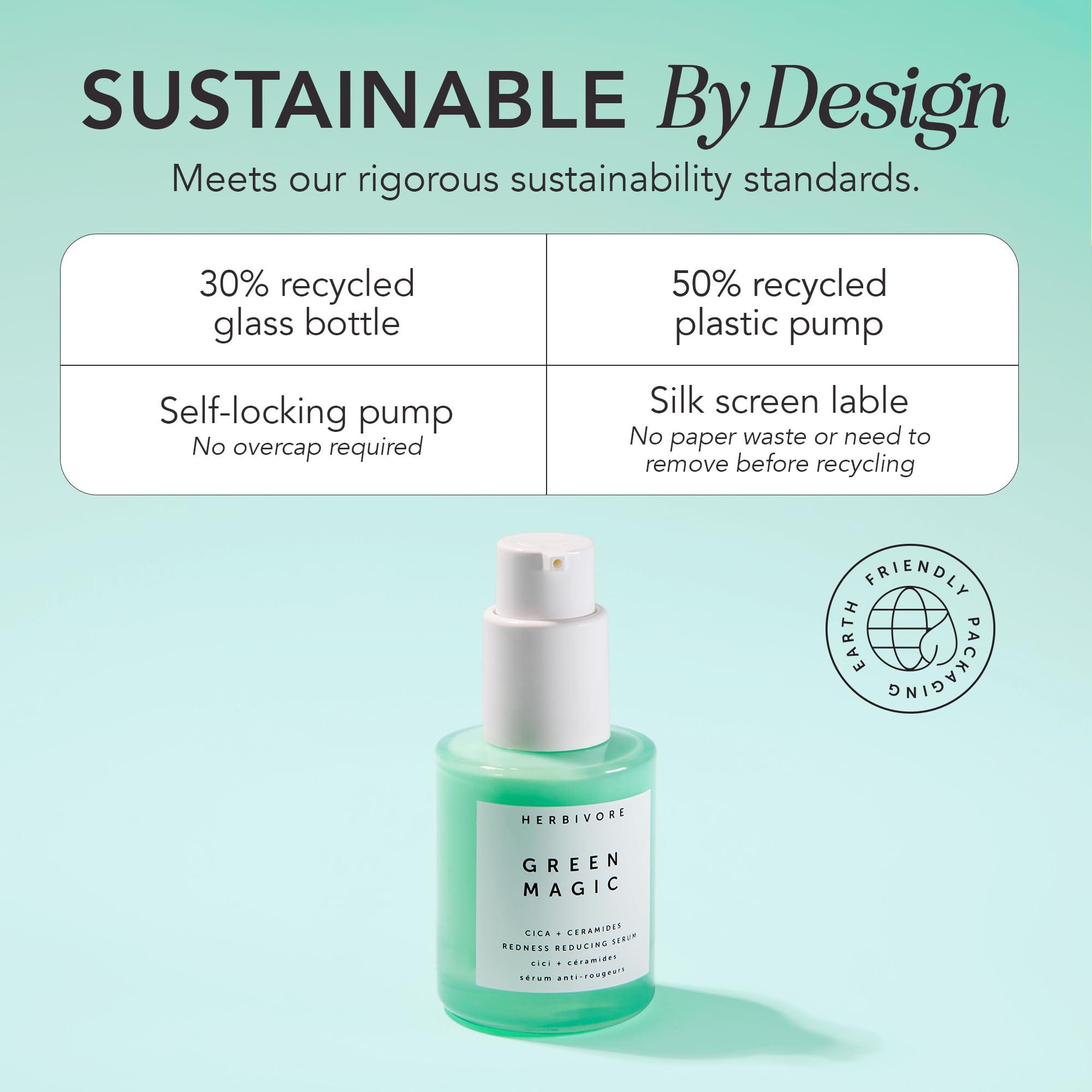 HERBIVORE HERBIVORE Green Magic Cica + Ceramides  Fast-acting Redness-Reducing Serum for Sensitive Skin, Plant-based, Vegan, Cruelty-free, 30mL / 1 oz