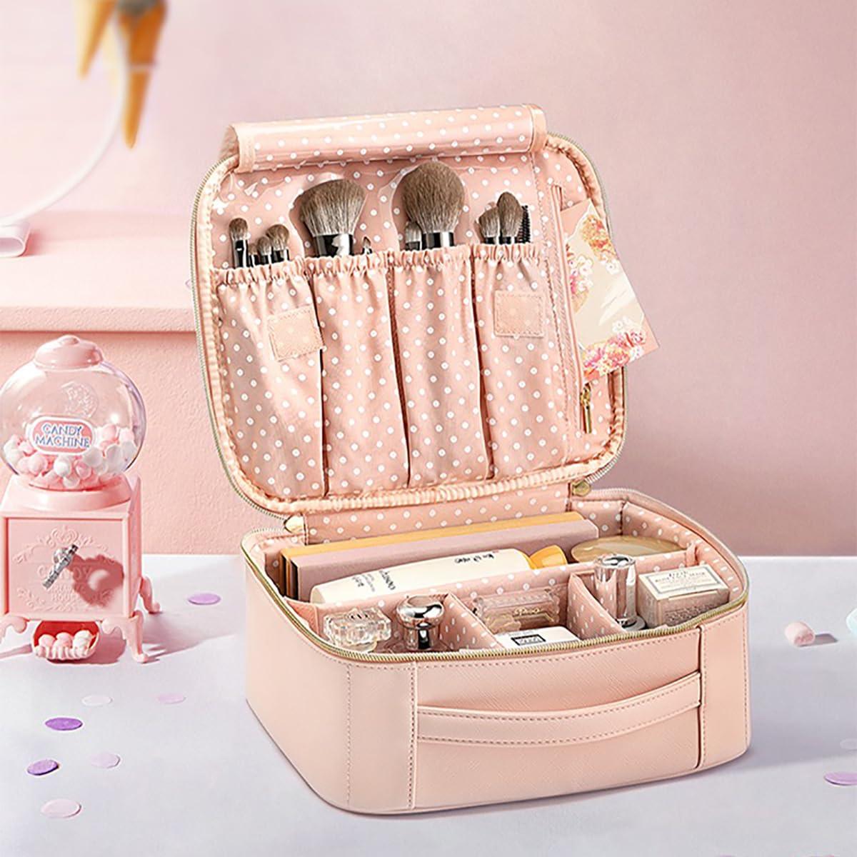 Vlando Vlando Toiletry Bag, Large Wash Bag, Travel Cosmetic Make-up Bag, Multi-compartment with Dividers for Cosmetics Makeup Brushes Toiletry Jewelry Accessories, Pink