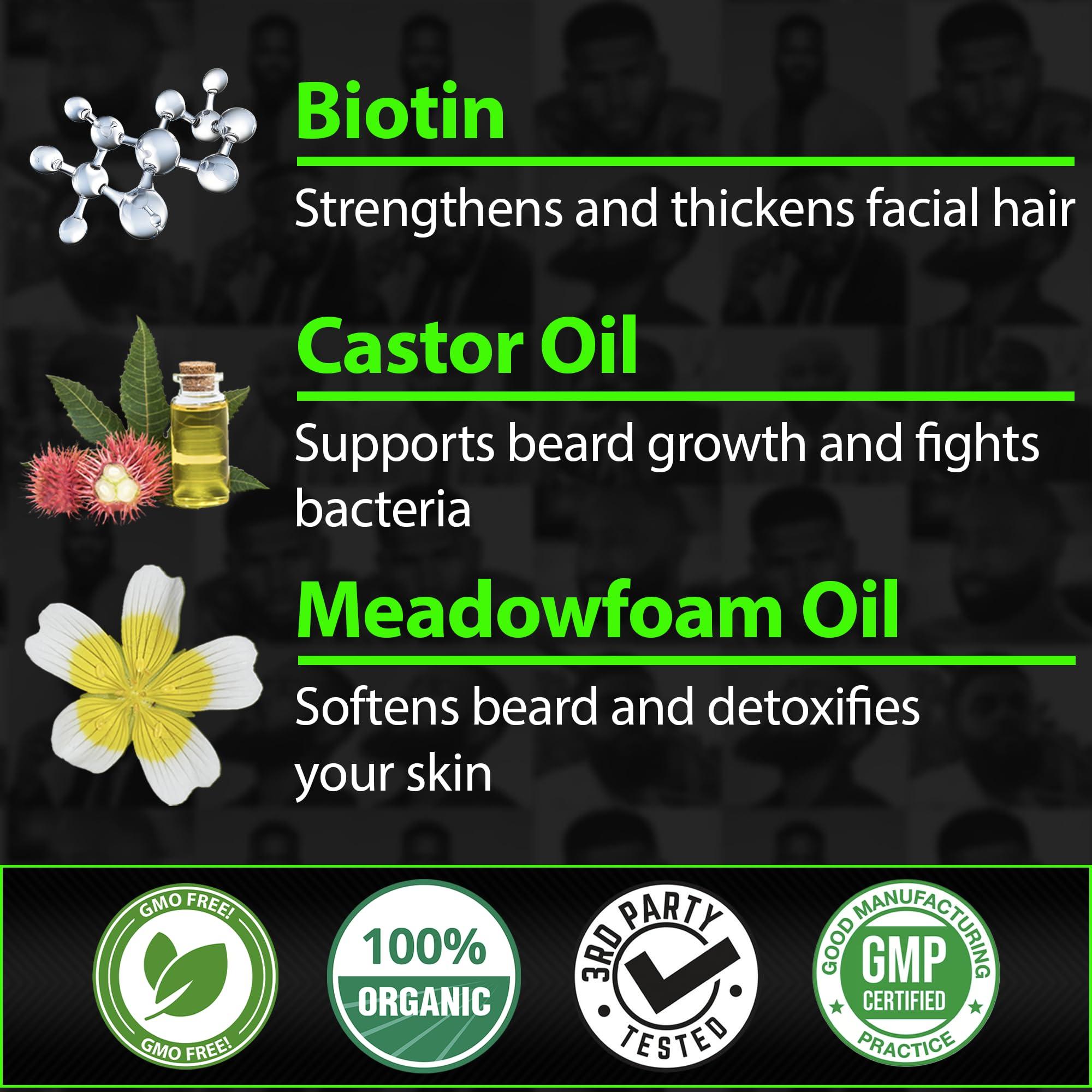 BBS BEST BEARD STUFF 2X Thickening BIOTIN Beard Balm For Men & Mustache Wax for Beard Growth  Organic Beard Conditioner for Men & Beard Softener for Men  Beard Moisturizer for Men  Castor Oil Beard Wax for Men  USA
