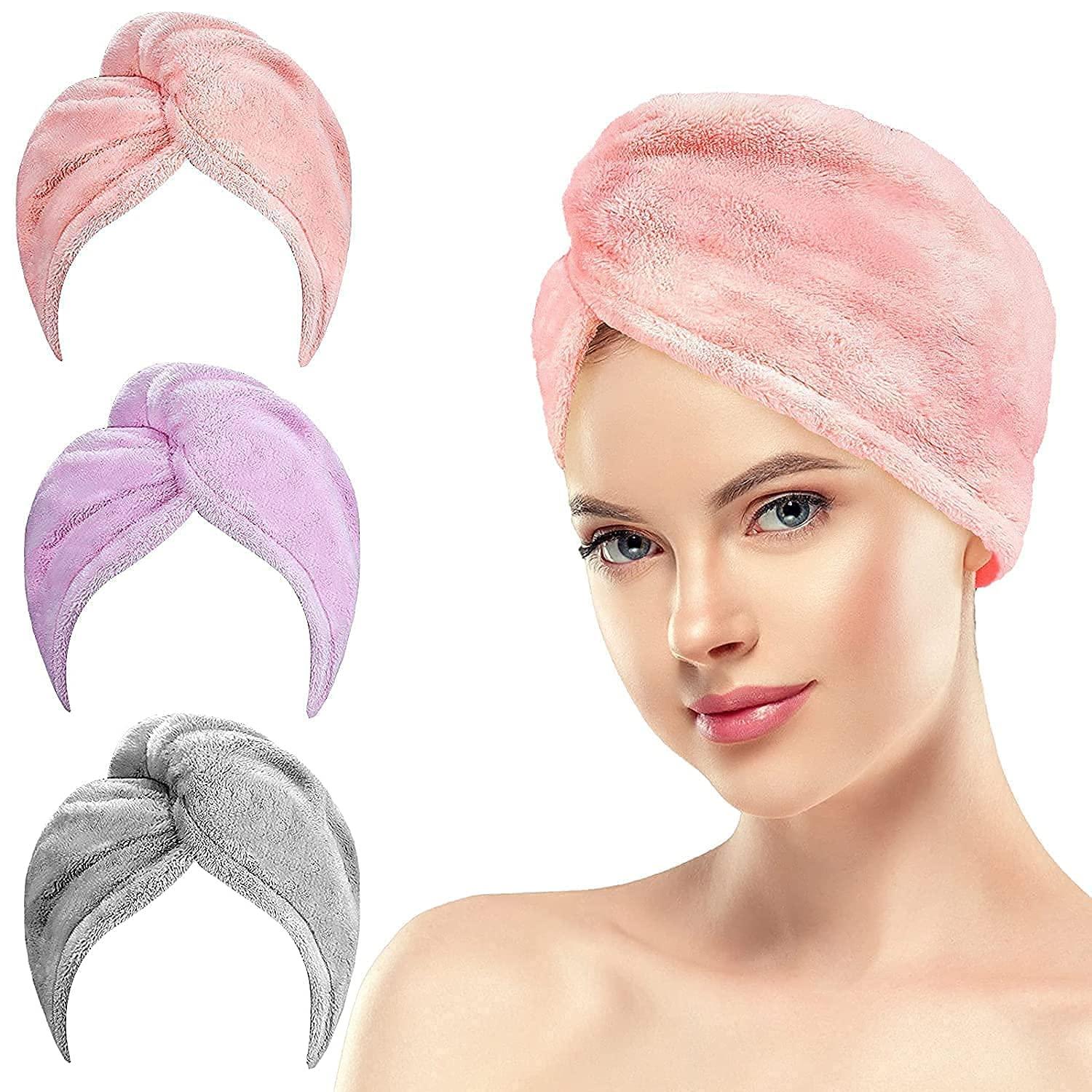 Generic Hair Towel Wrap Absorbent Towel Hair-Drying Bathrobe Magic Hair Warp Towel Super Quick-Drying Microfiber 500 GSM Bath Towel Hair Dry Cap Salon Towel (Multicolor)