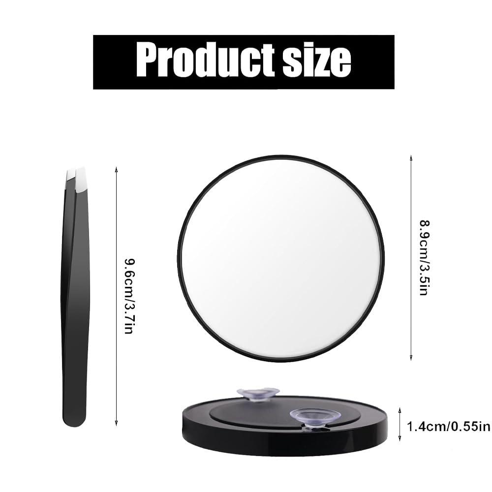 YilulvDeng Stainless Steel Tweezers 10X Magnifying Mirror Kit Tool For Man Women Facial Hair Eyebrow Chin(2Pieces,Purple).