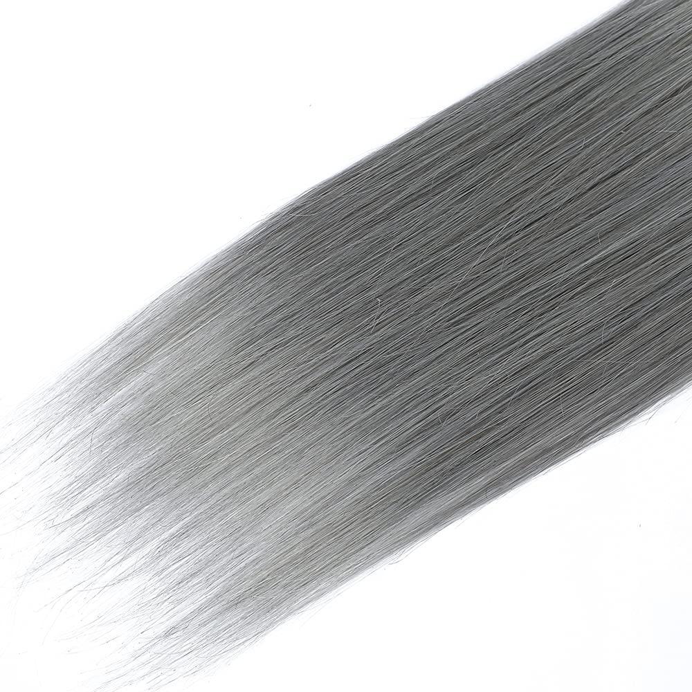 Freiuoke Grey Bundles Ombre Straight Human Hair Bundles 30 Inch Two Tone Dark Roots To Grey Bundles Human Hair Unprocessed Virgin Hair 1 Bundle Silver Bundles Hair Extensions