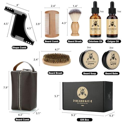 EXREIZST Beard Care Kit Gifts for Men, 9 Pcs Beard Grooming Kit, Beard Club Kit is a Unique Men\'s Gifts for Men Dad Husband Boyfriend, Father\'s Day Anniversary Birthday Christmas Gifts Ideas for Dad Him Boss