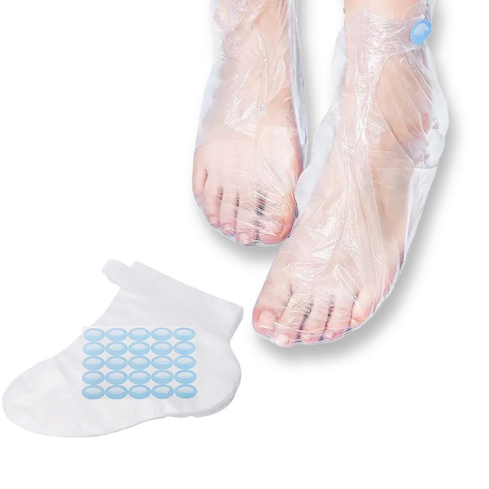 Rukinovi Rukinovi 100pcs Paraffin Bath Liners - Disposable Plastic Foot Covers for Moisturizing Foot Spa, Women's Feet Care Socks (Transparent)