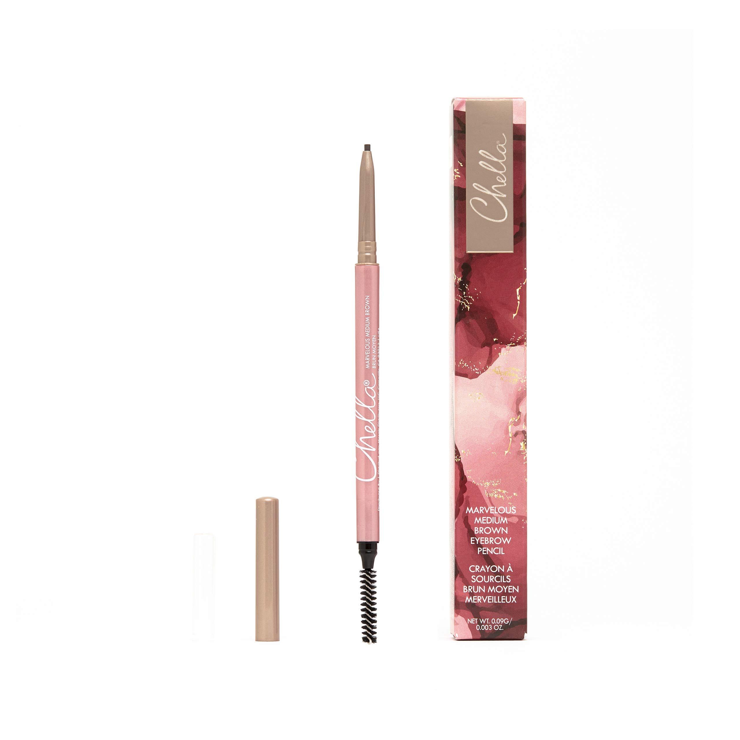 Chella Chella Good Drama Vegan Mascara and Eyebrow Pencil Bundle, Marvelous Medium Brown