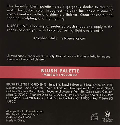 e.l.f. e.l.f. Powder Blush Palette, 4 Tonal Shades, Light, 0.56 oz.