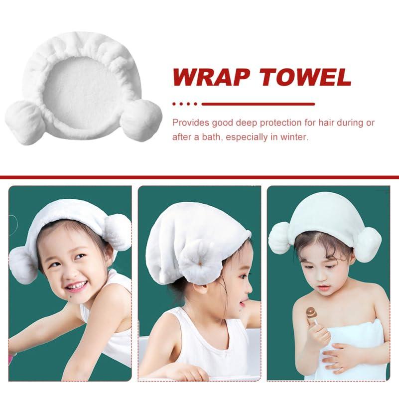 BIUDECO BIUDECO Quick Drying Hair Wrap for Boy Girl Cotton Hair Towel Hat with Heart Pattern Absorbent Hair Turban for Boy Girl Soft Cloth Hair Drying Towel Cap